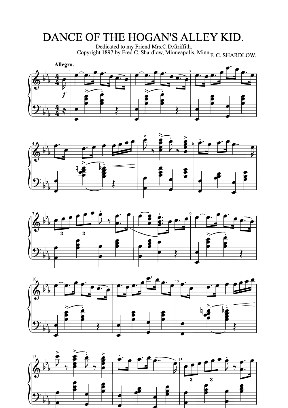 Sheet music preview for Dance of the Hogan's Alley Kid