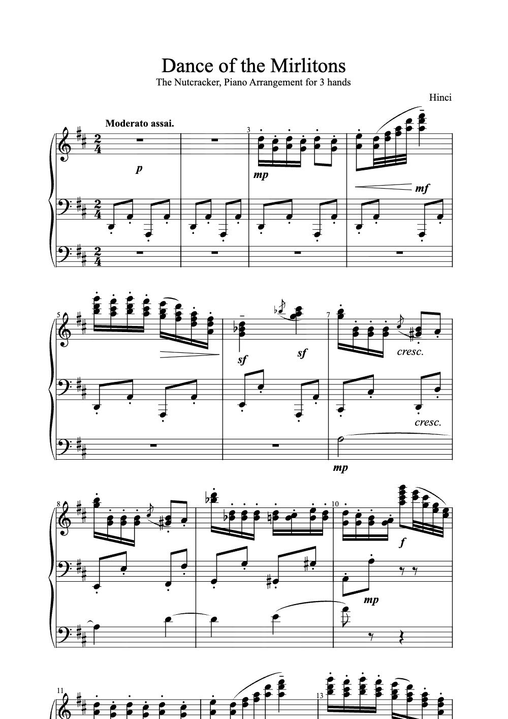Sheet music preview for Dance of the Mirlitons