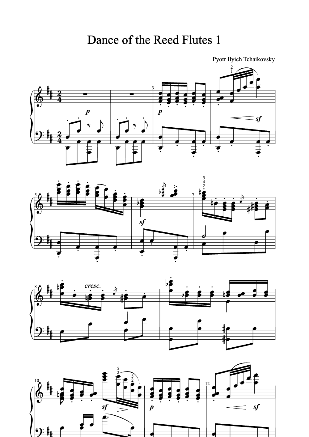 Sheet music preview for Dance of the Reed Flutes