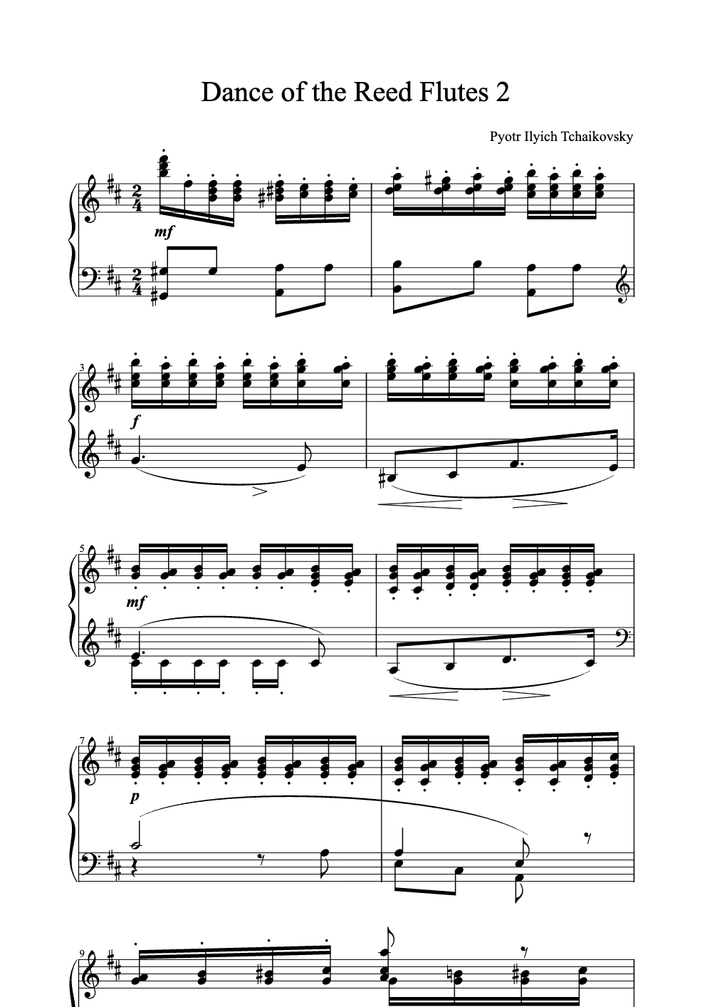 Sheet music preview for Dance of the Reed Flutes