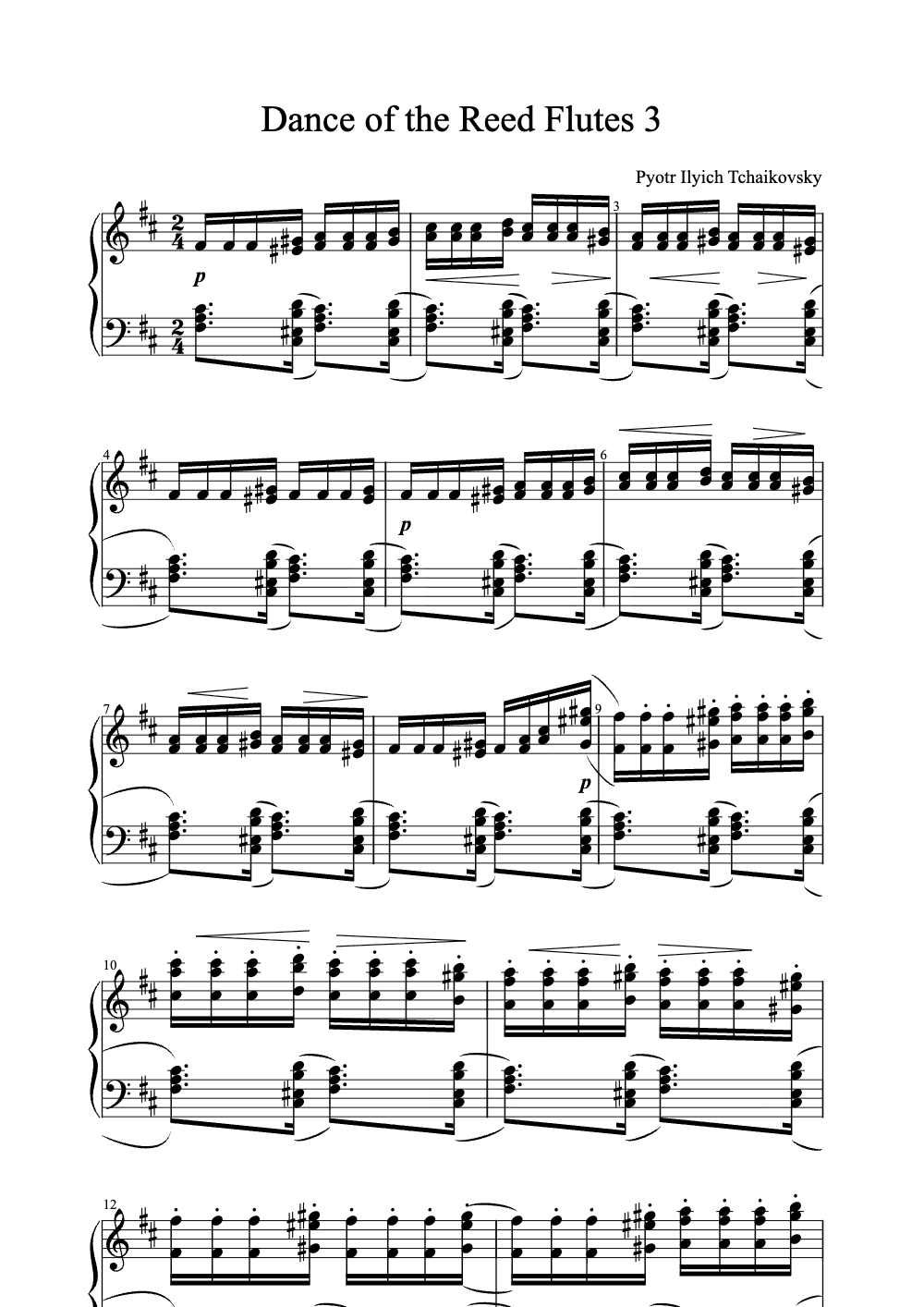 Sheet music preview for Dance of the Reed Flutes