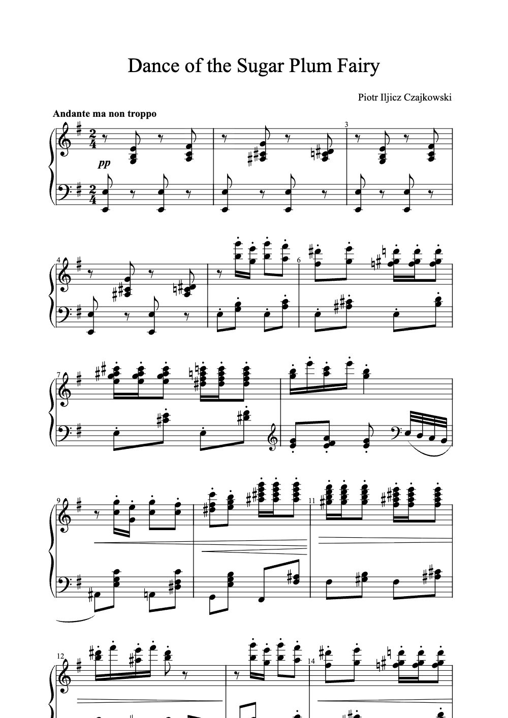 Sheet music preview for Dance of the Sugar Plum Fairy