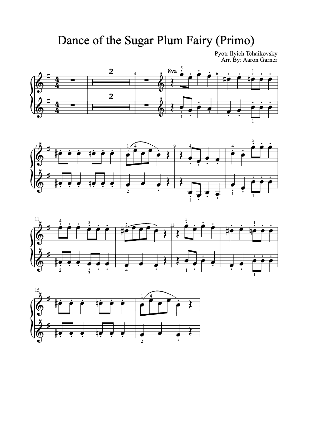 Sheet music preview for Dance of the Sugar Plum Fairy