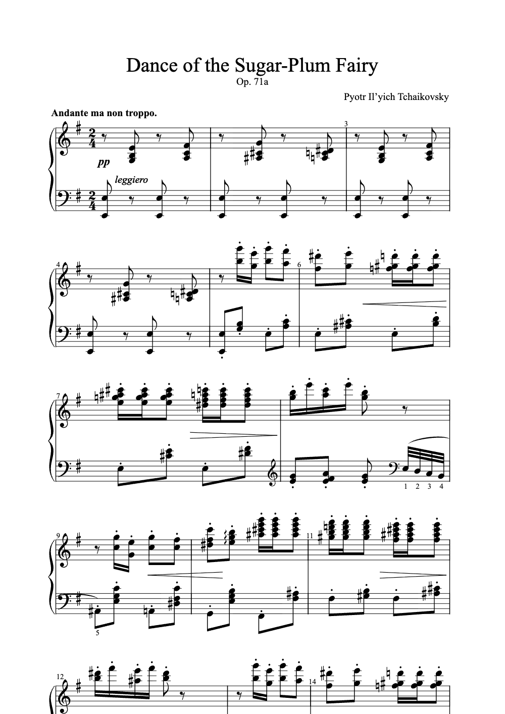 Sheet music preview for Dance of the Sugar-Plum Fairy