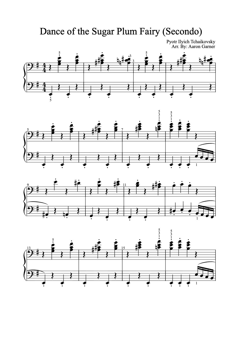 Sheet music preview for Dance of the Sugar Plum Fairy