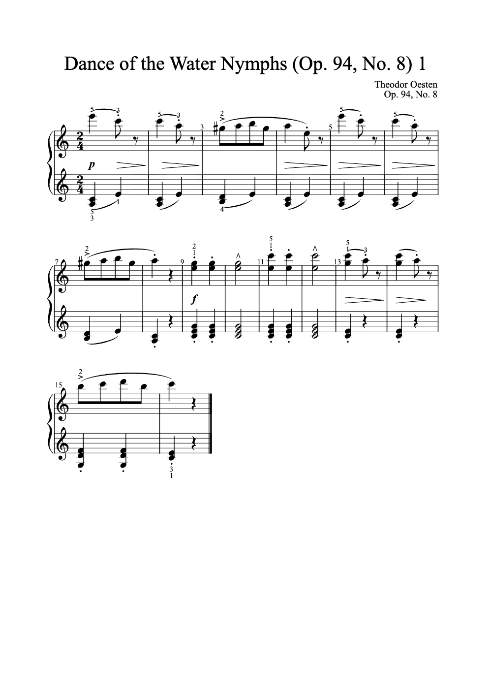 Sheet music preview for Dance of the Water Nymphs