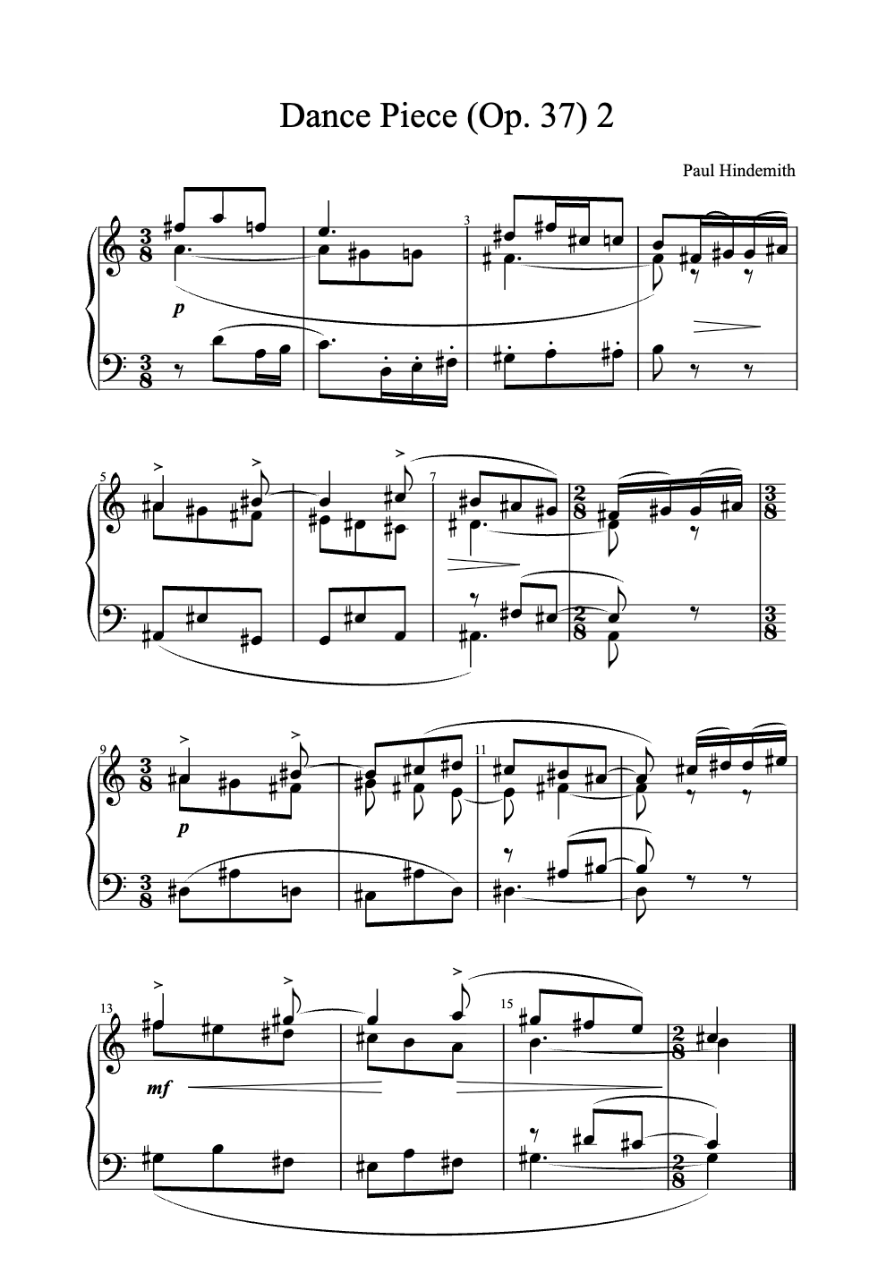 Sheet music preview for Dance Piece (Op. 37) No. 2