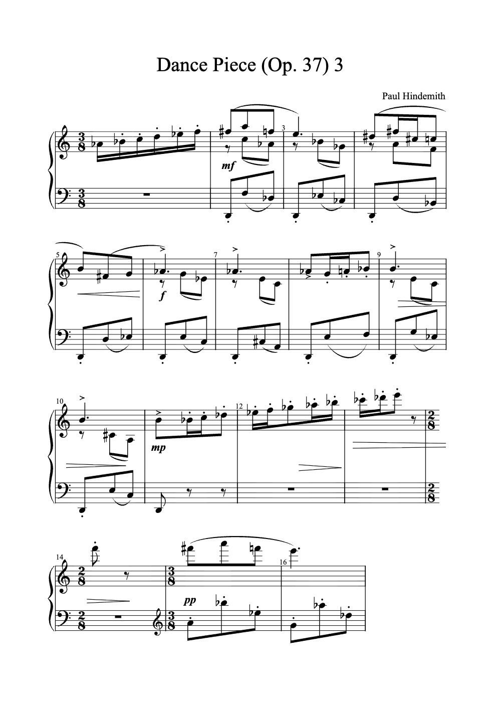 Sheet music preview for Dance Piece (Op. 37) No. 3