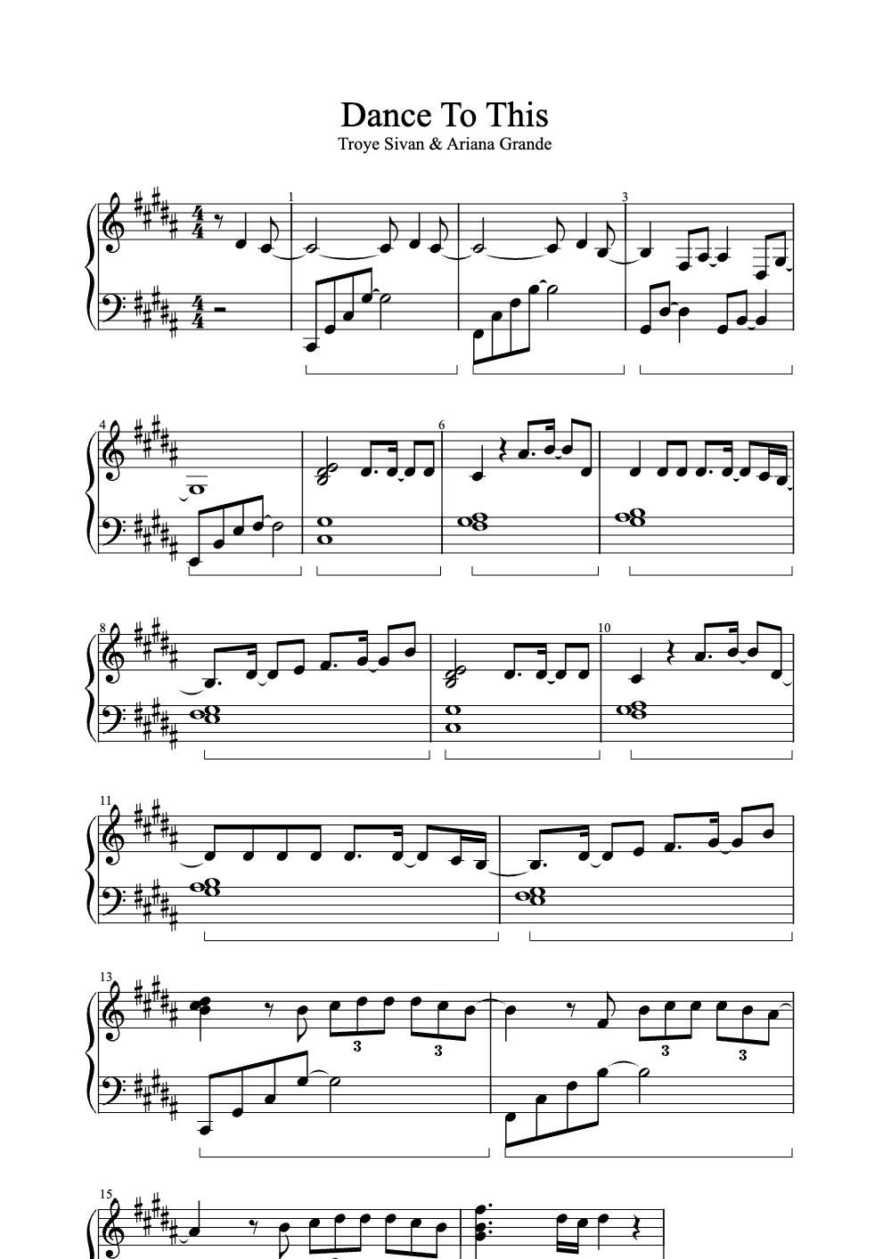 Sheet music preview for Dance to This