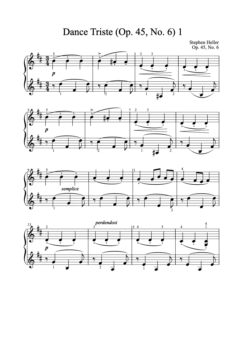 Sheet music preview for Dance Triste