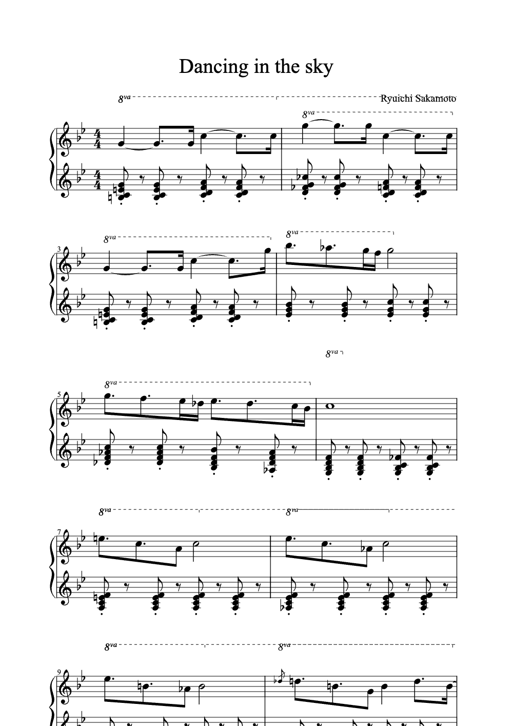 Sheet music preview for Dancing in the Sky