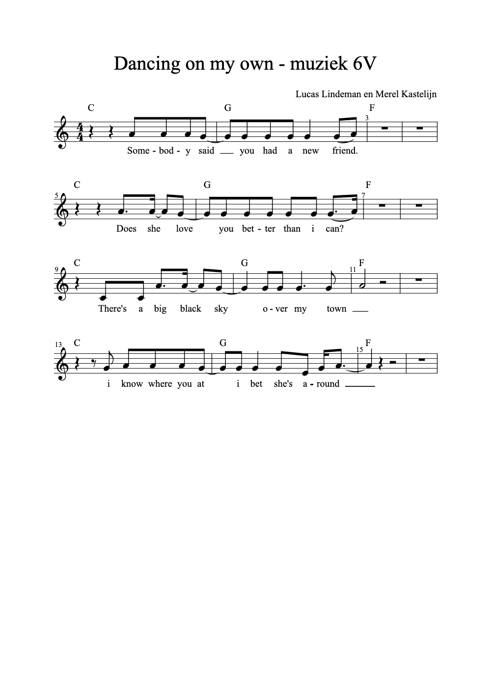 Sheet music preview for Dancing on My Own