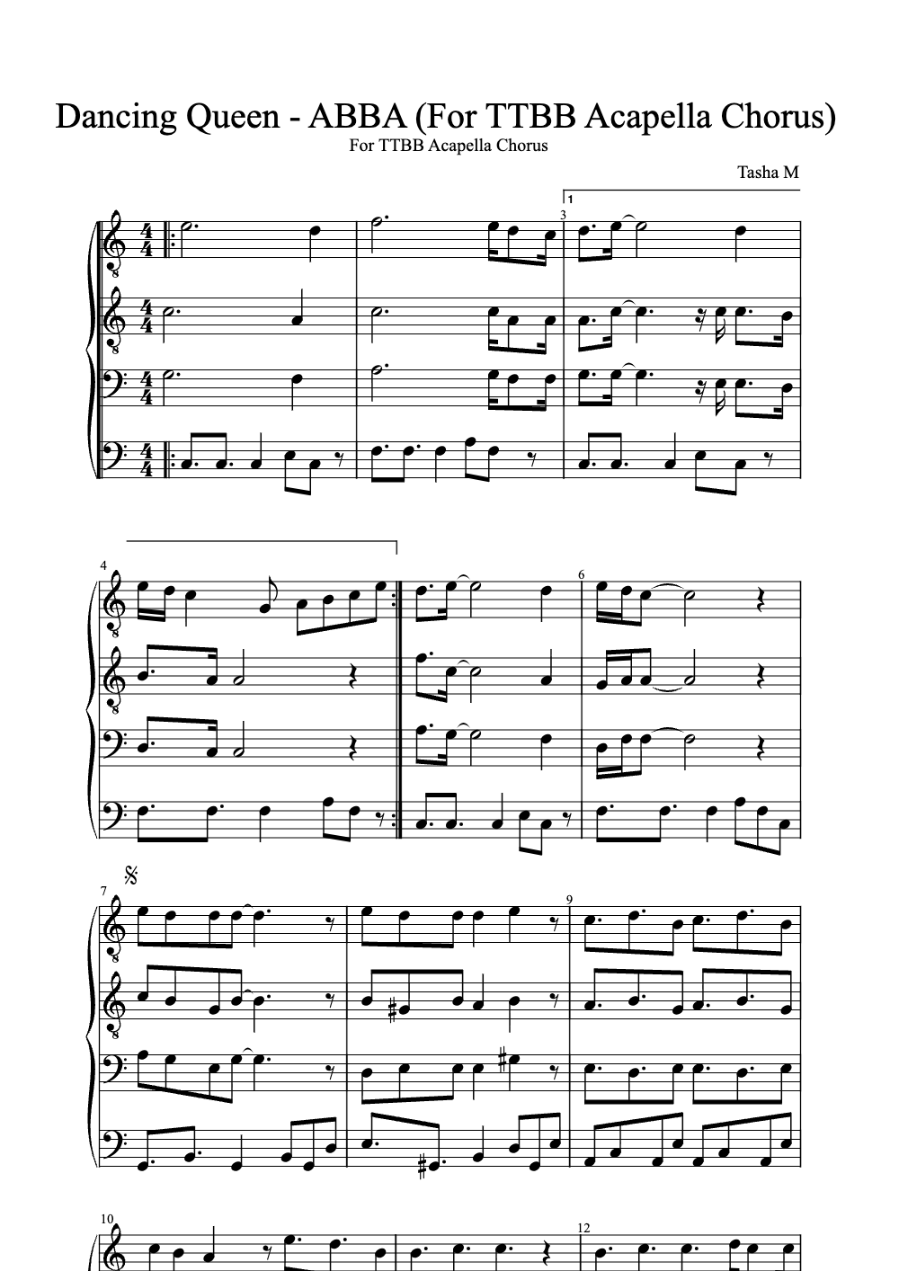 Sheet music preview for Dancing Queen
