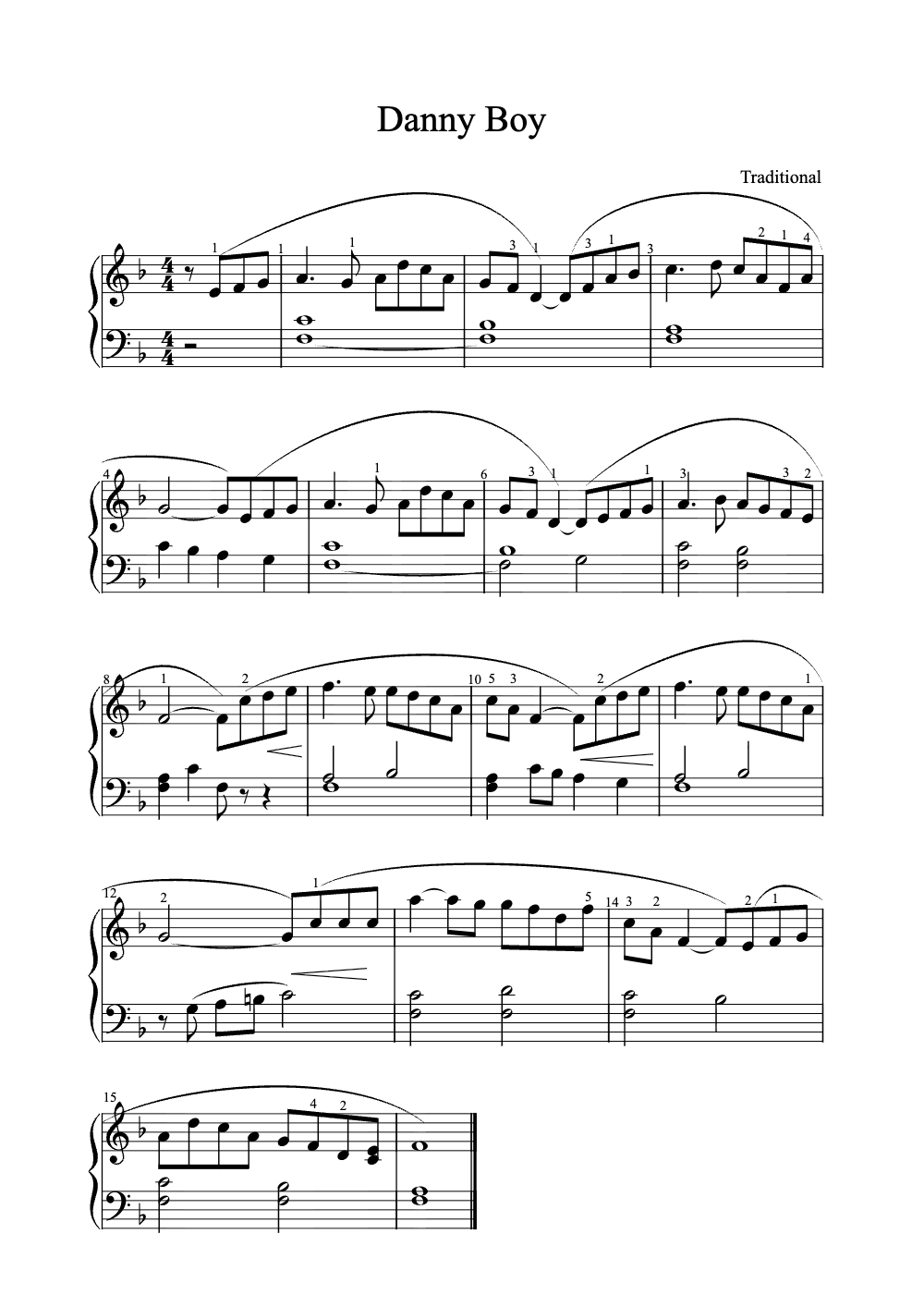 Sheet music preview for Danny Boy