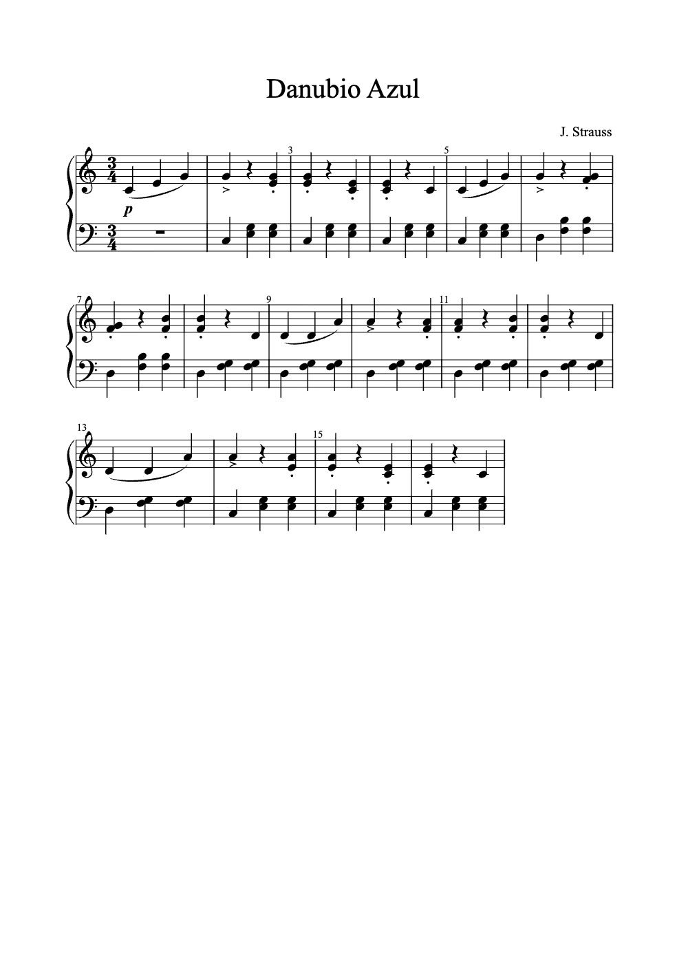 Sheet music preview for Danube Waves