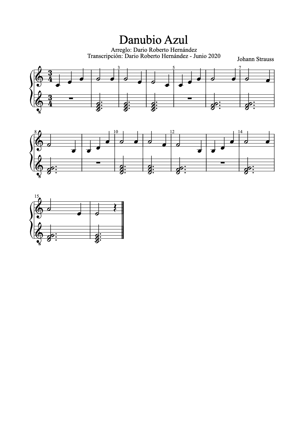 Sheet music preview for Danubio Azul