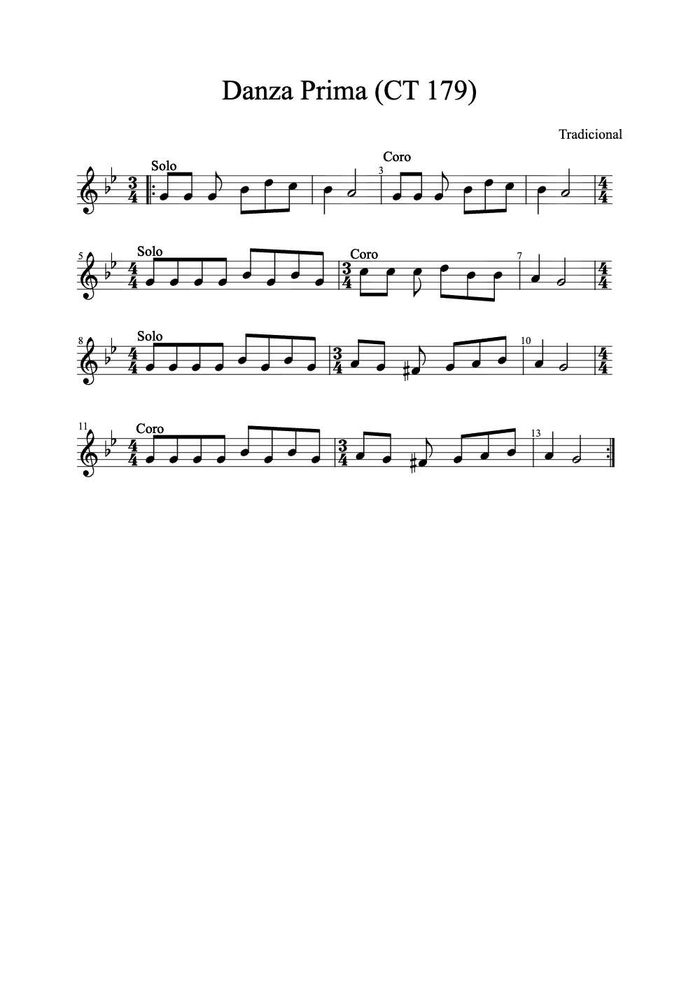 Sheet music preview for Danza Prima