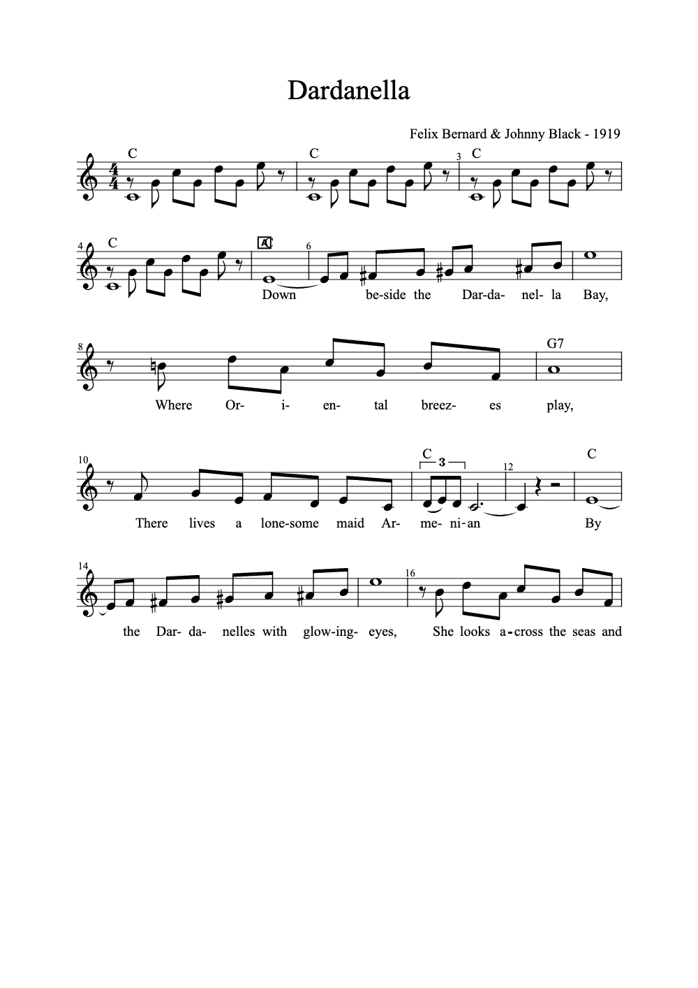 Sheet music preview for Dardanella