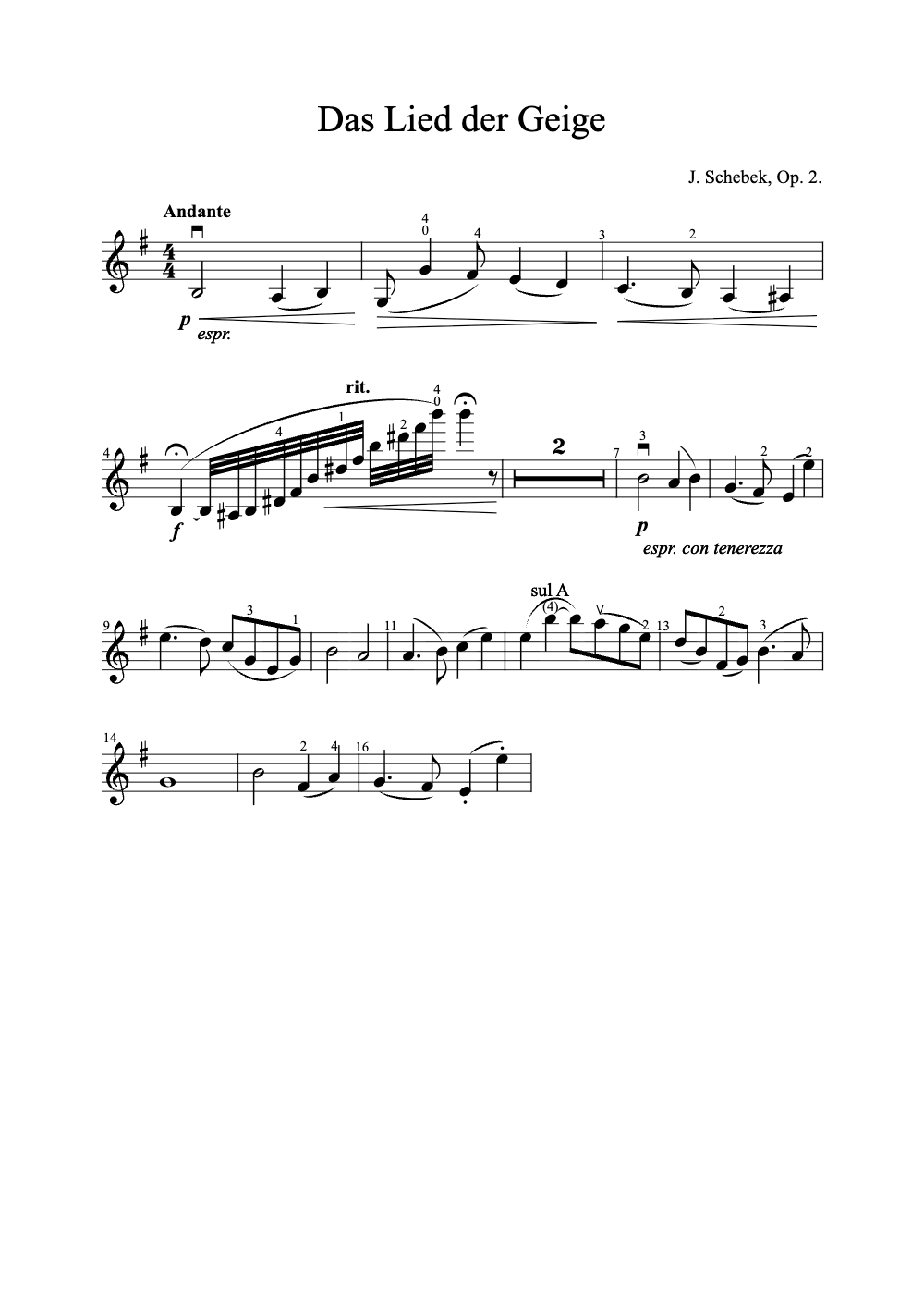 Sheet music preview for Das Lied Der Geige