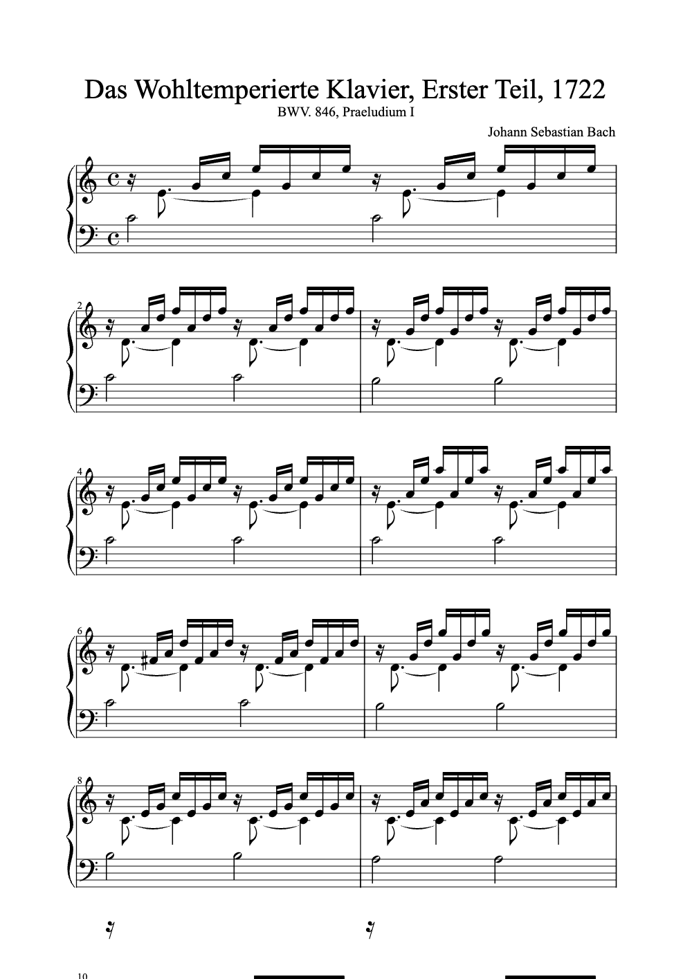 Sheet music preview for Das Wohltemperierte Klavier, Erster Teil, 1722