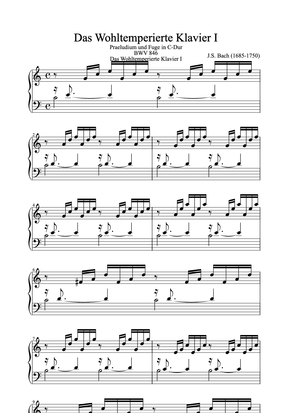 Sheet music preview for Das Wohltemperierte Klavier I