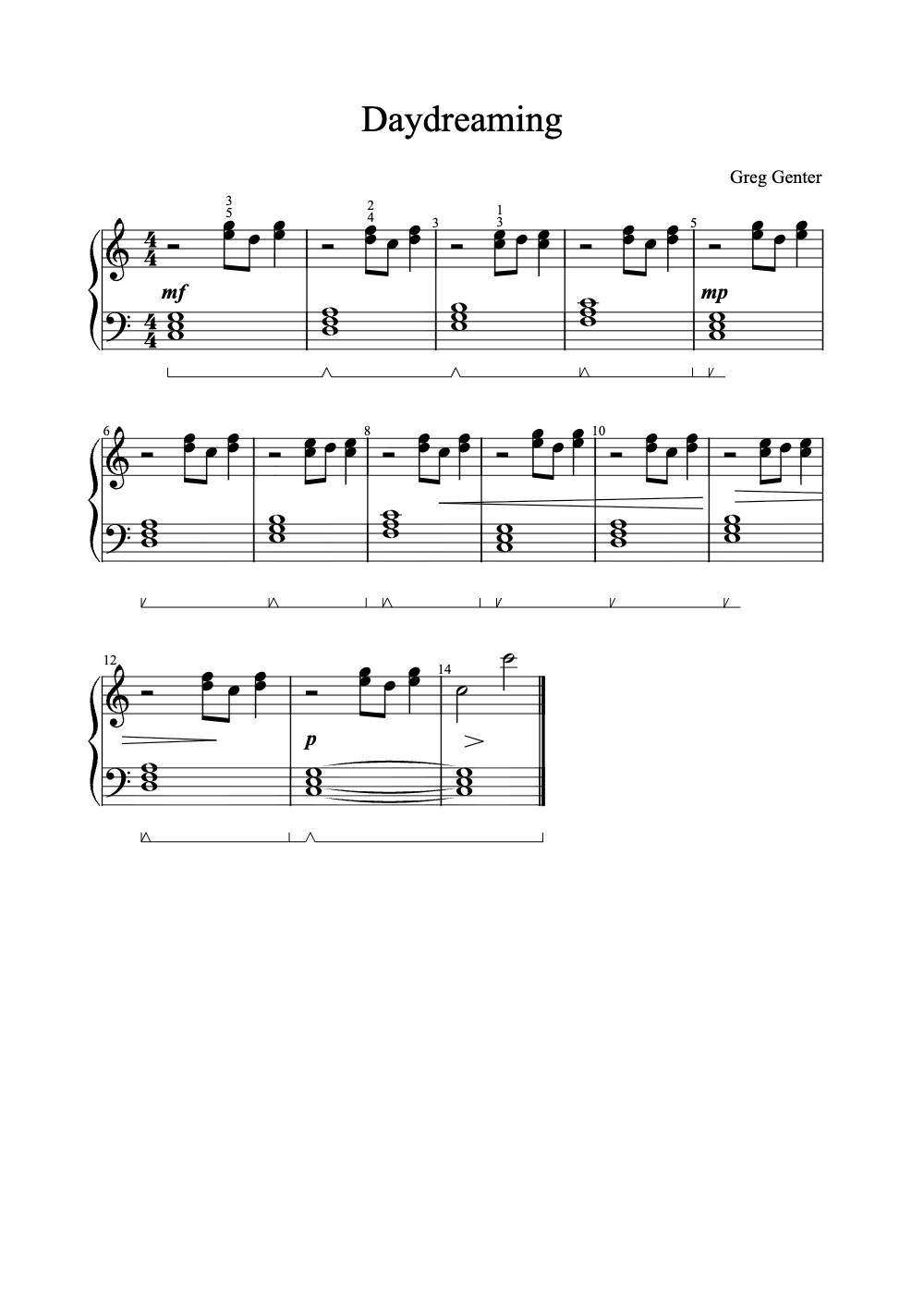 Sheet music preview for Daydreaming