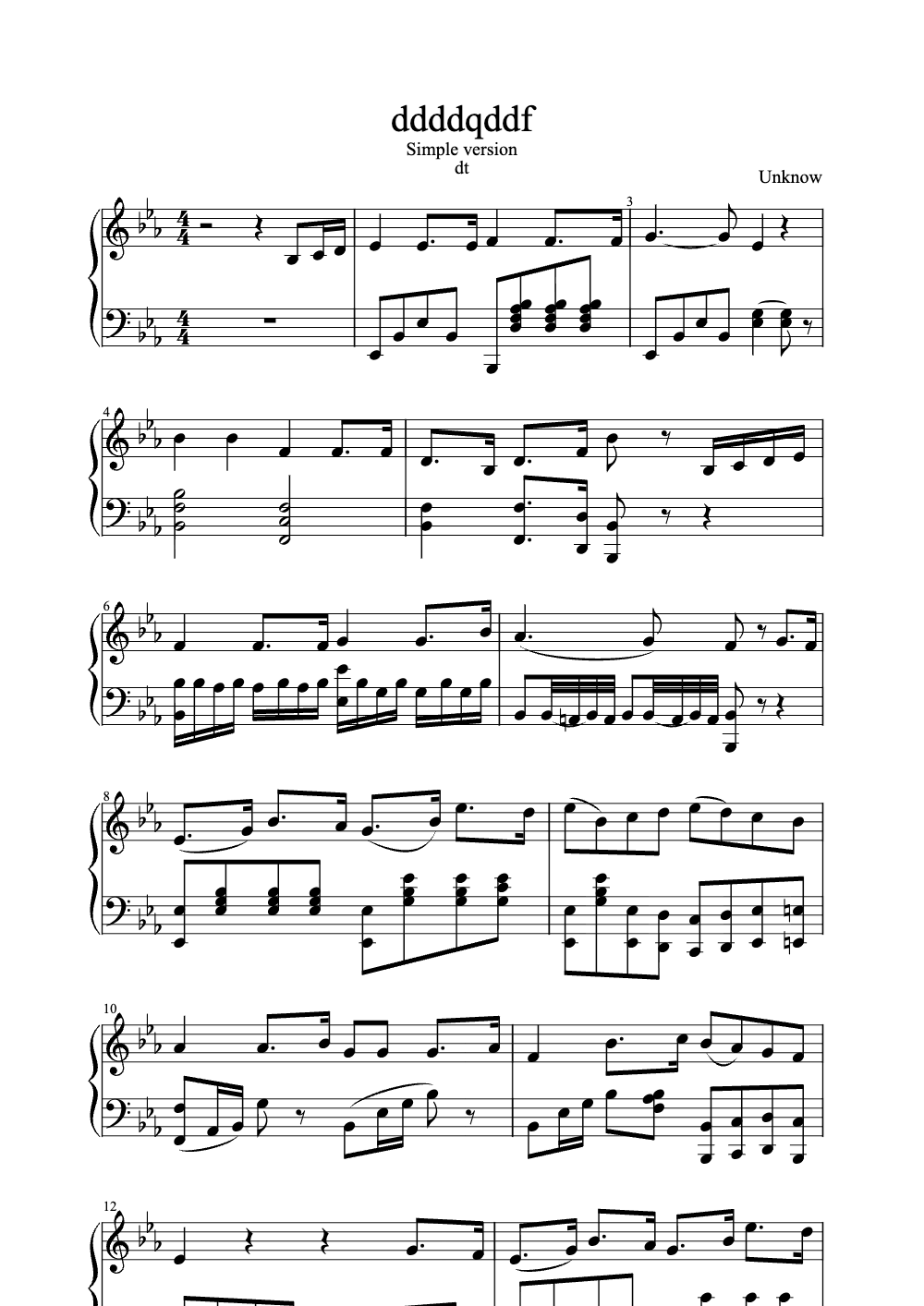 Sheet music preview for ddddqddf