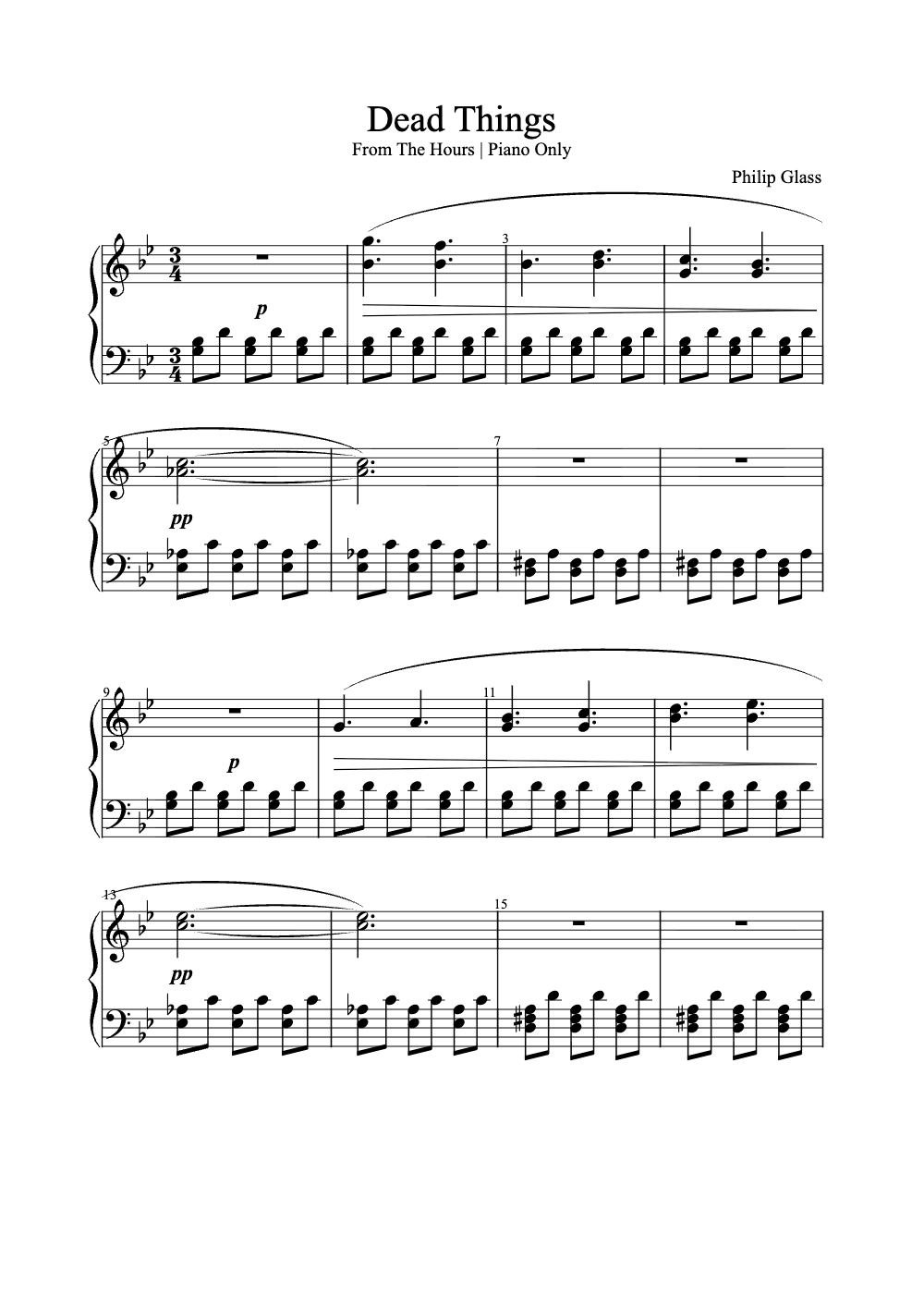 Sheet music preview for Dead Things