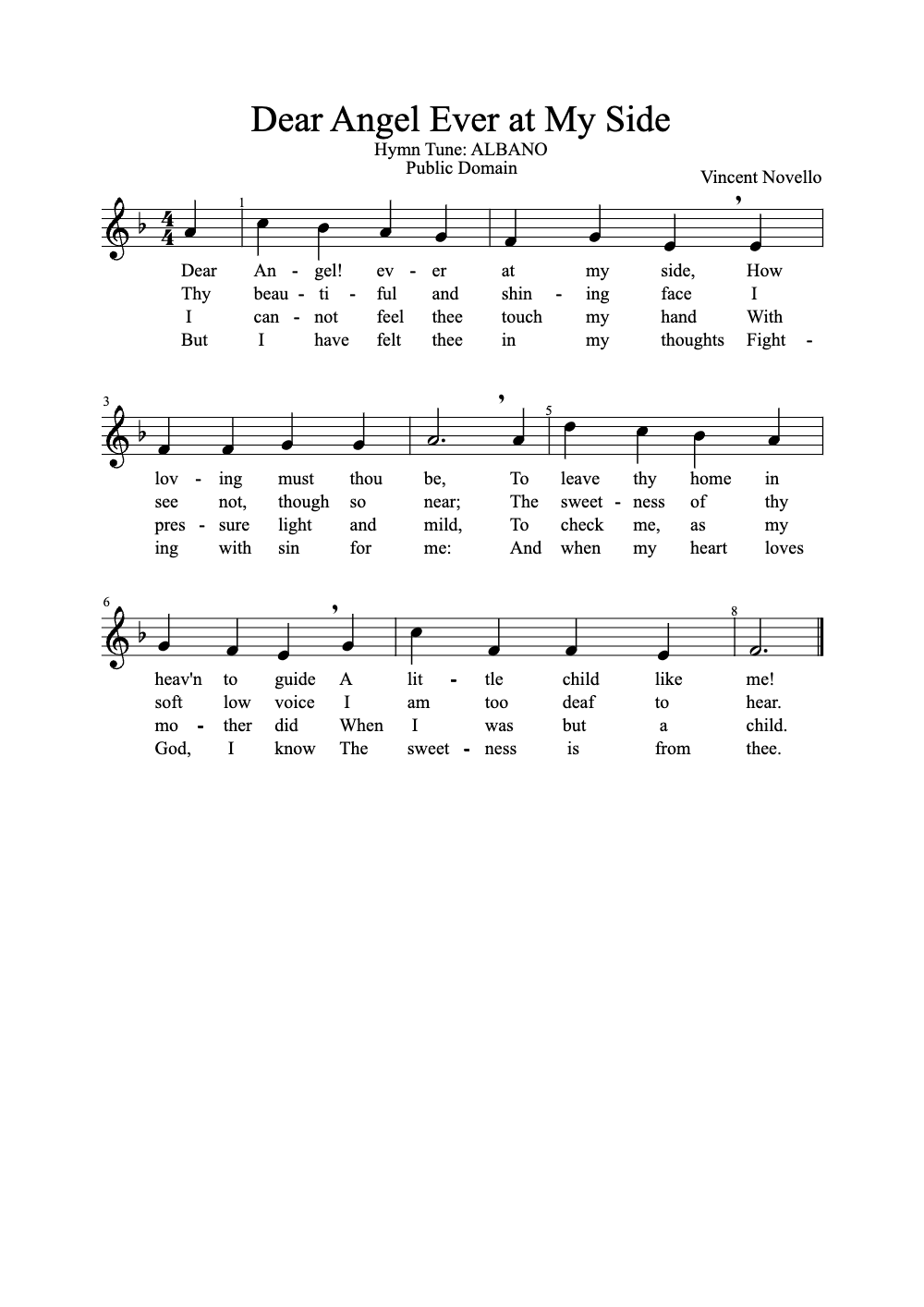 Sheet music preview for Dear Angel Ever at My Side