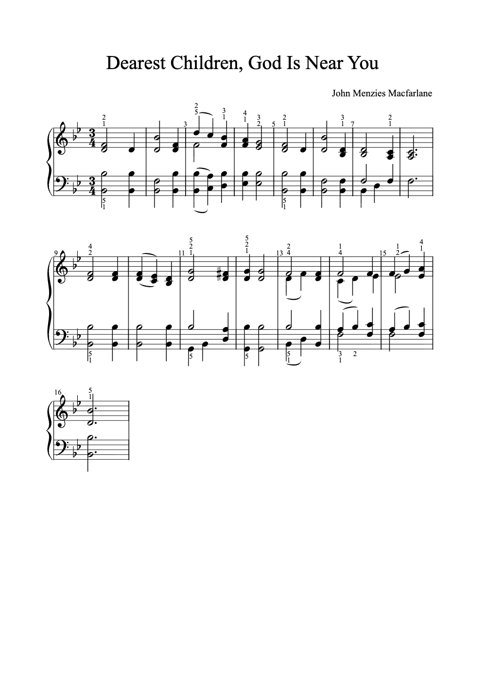 Sheet music preview for Dearest Children, God Is Near You