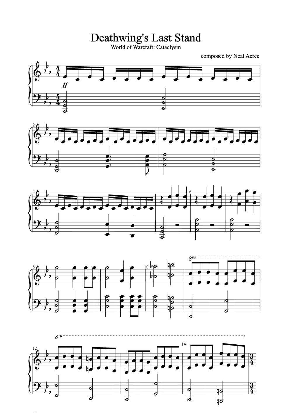 Sheet music preview for Deathwing's Last Stand
