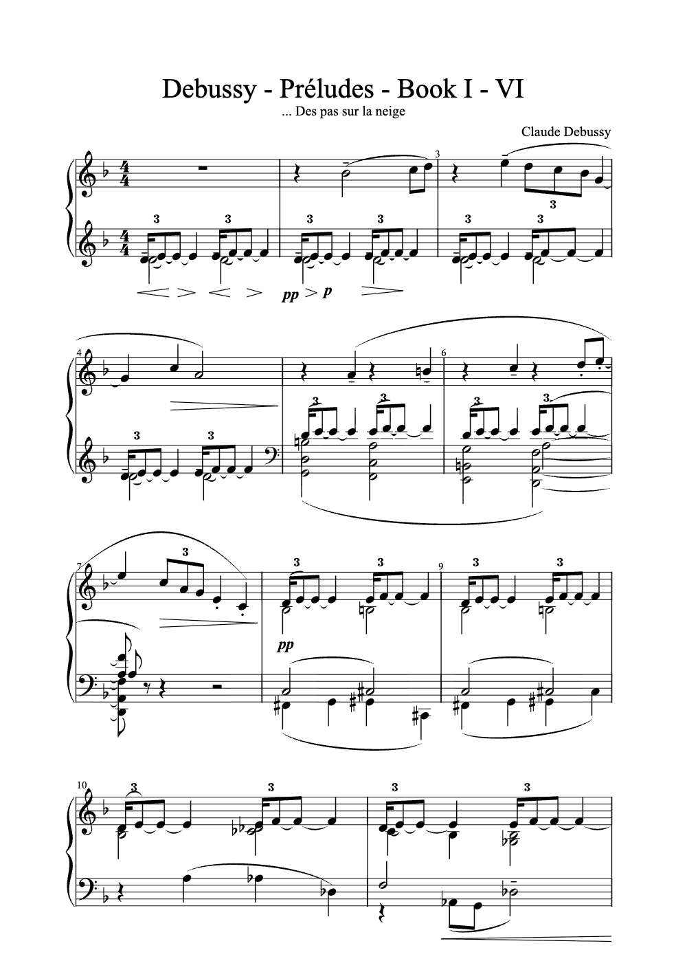 Sheet music preview for Préludes, Book I