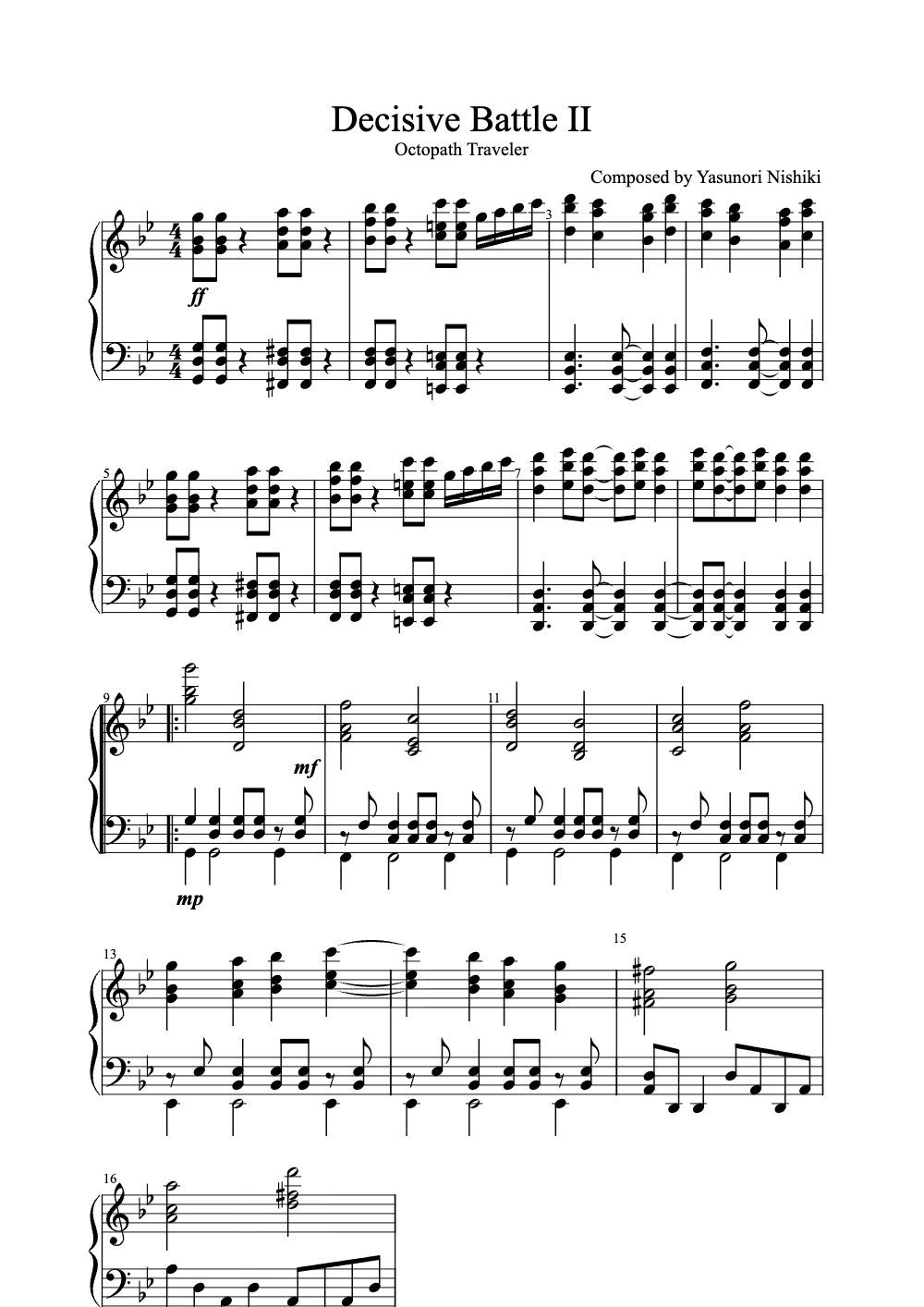 Sheet music preview for Decisive Battle II