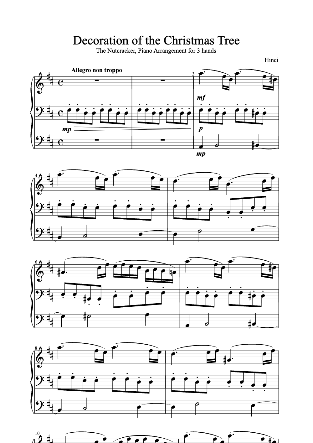 Sheet music preview for Decoration of the Christmas Tree