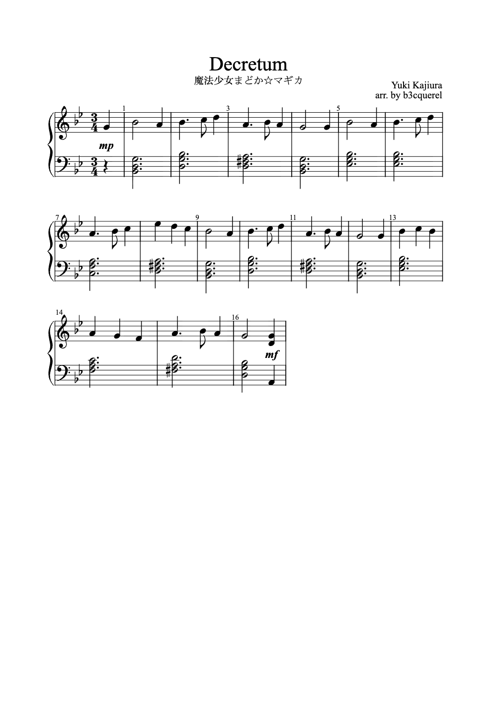 Sheet music preview for Decretum