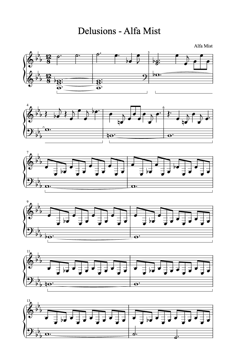 Sheet music preview for Delusions