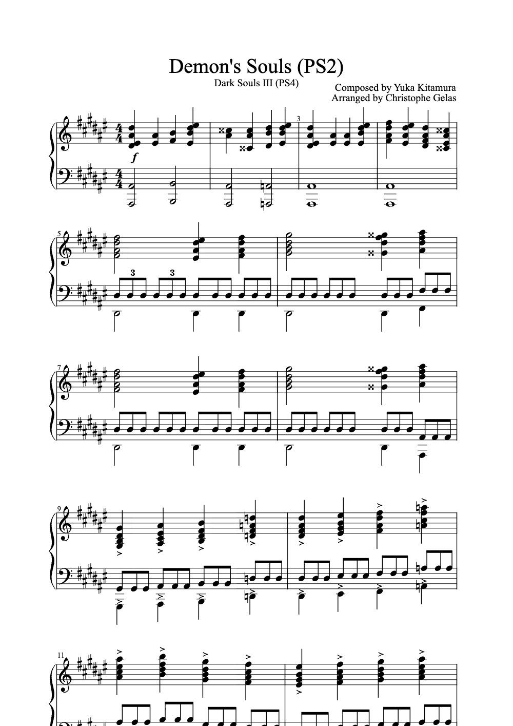 Sheet music preview for Demon's Souls (PS2)