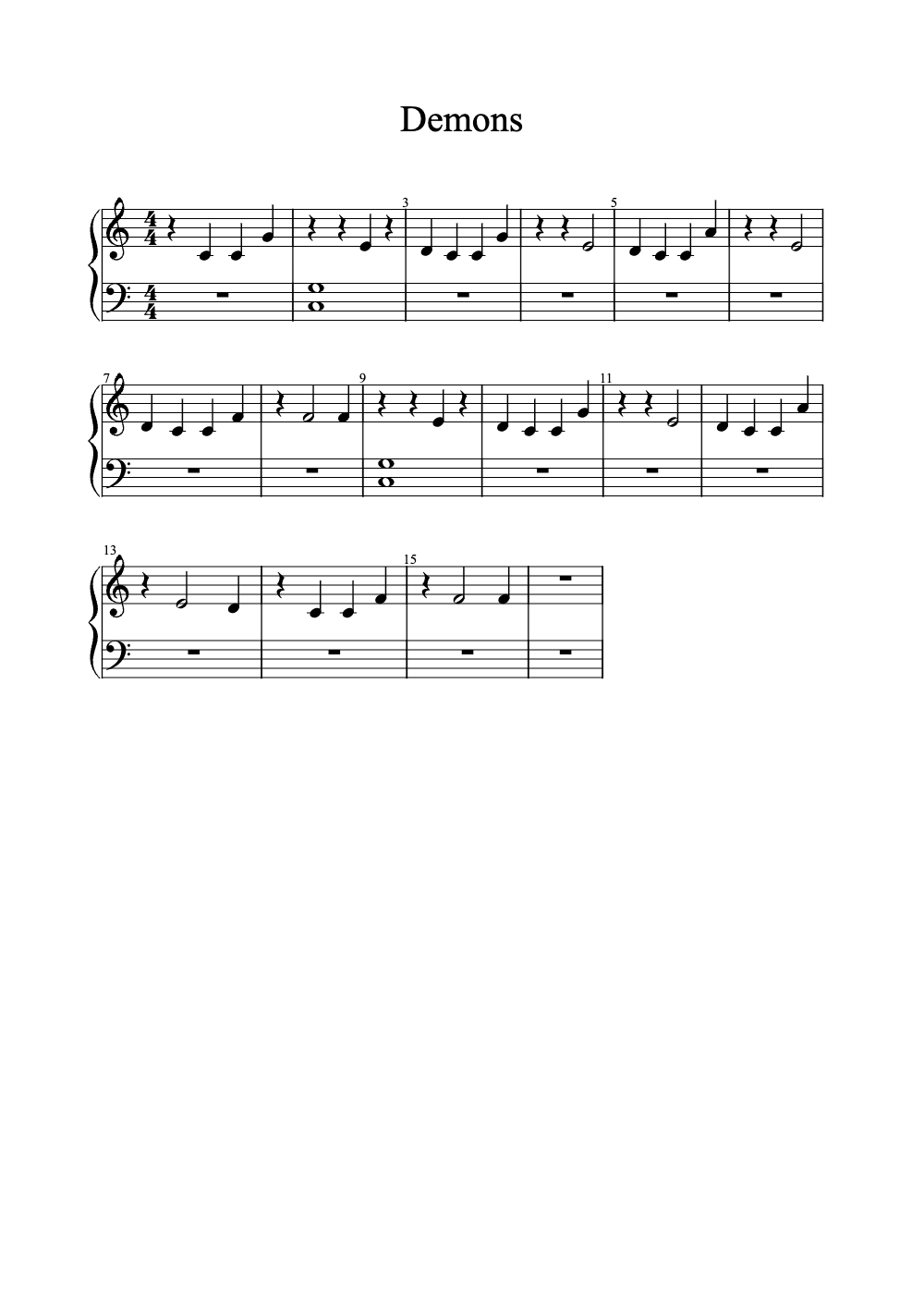 Sheet music preview for Demons