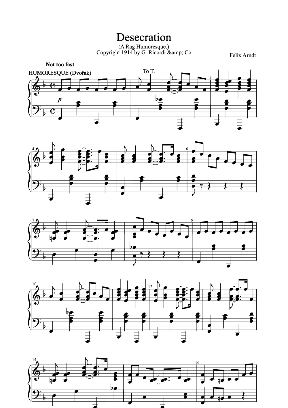 Sheet music preview for Desecration