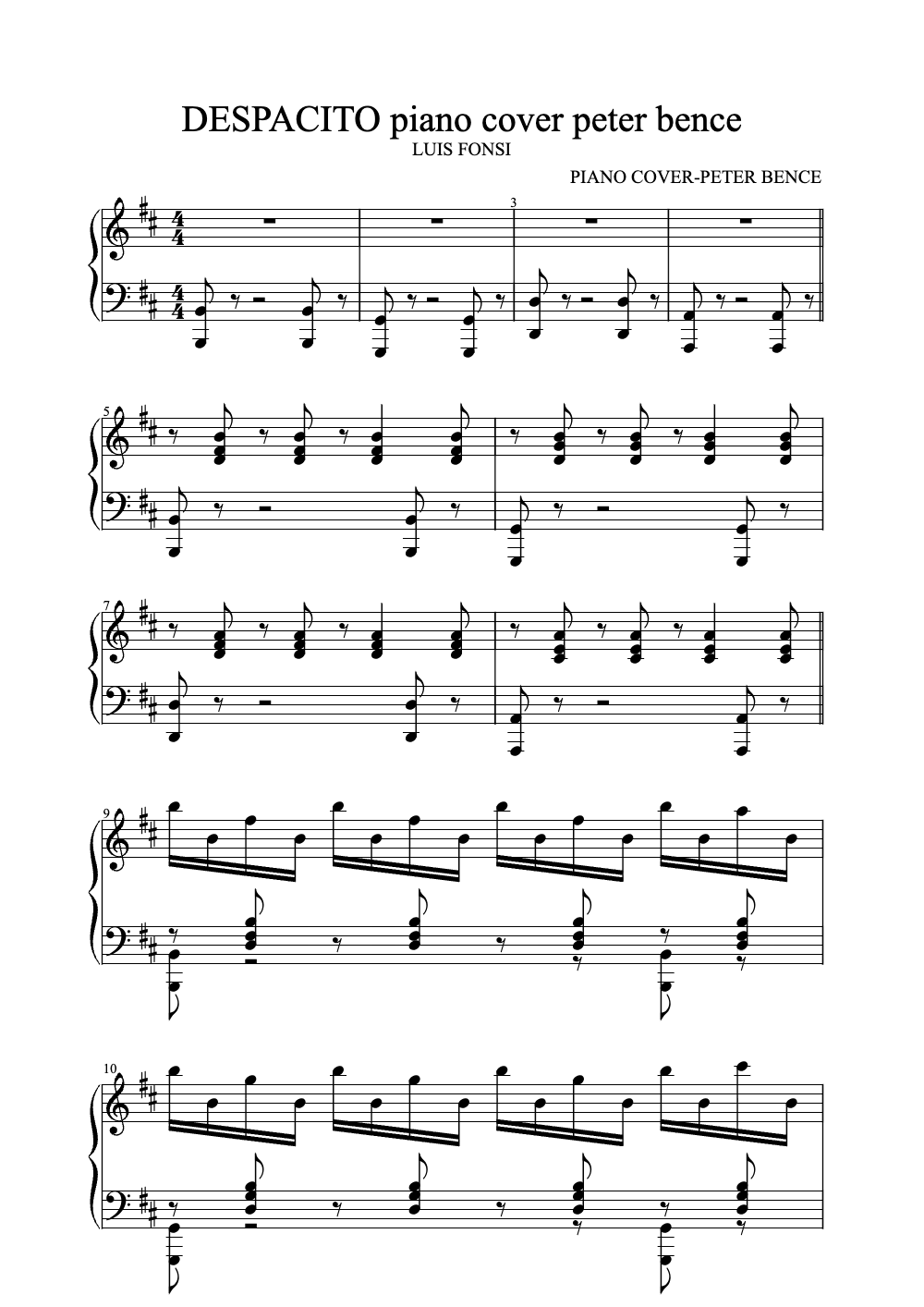 Sheet music preview for Despacito