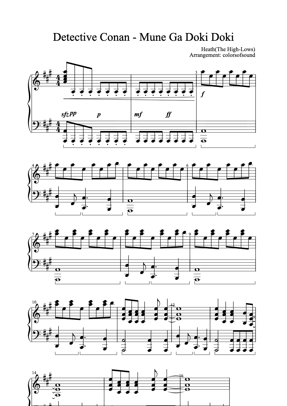 Sheet music preview for Mune Ga Doki Doki