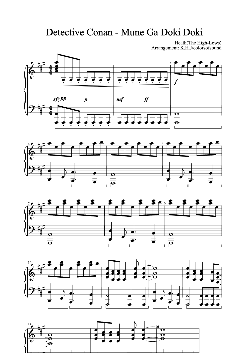 Sheet music preview for Mune Ga Doki Doki