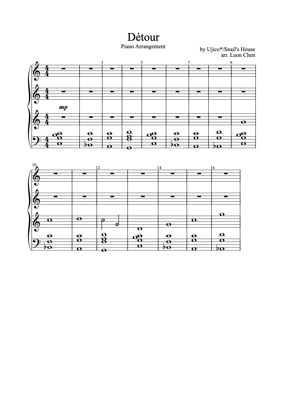 Sheet music preview for Détour
