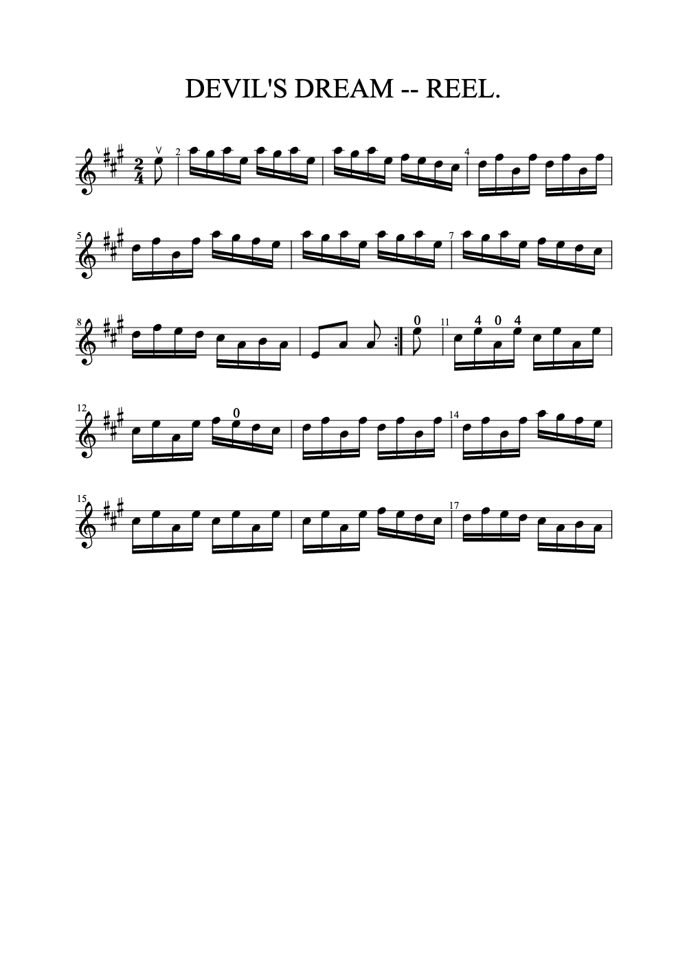 Sheet music preview for Devil's Dream