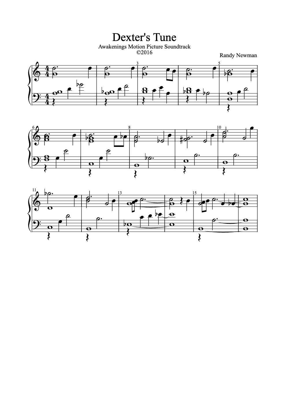 Sheet music preview for Dexter's Tune