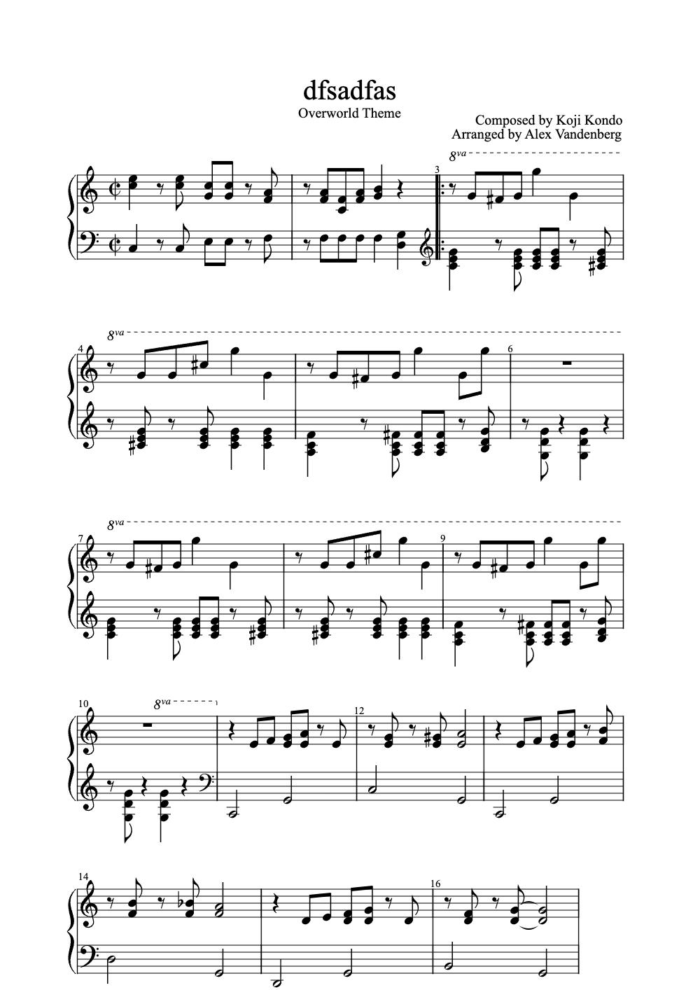Sheet music preview for dfsadfas
