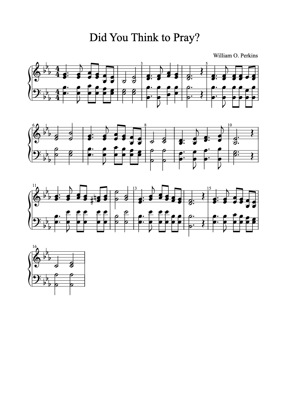 Sheet music preview for Did You Think to Pray?