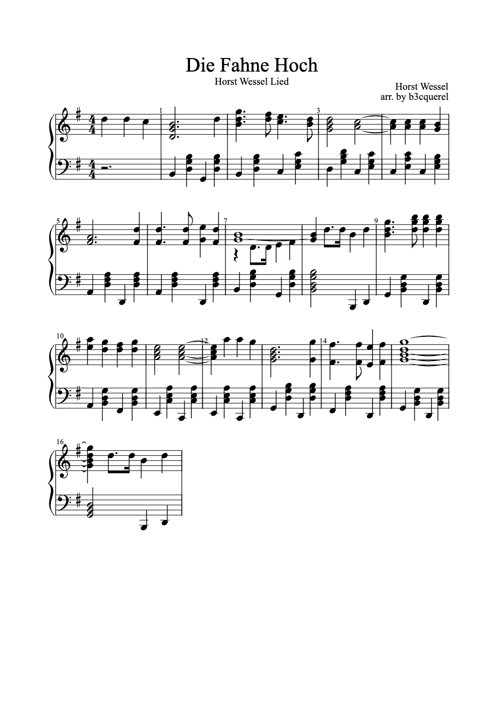 Sheet music preview for Die Fahne Hoch
