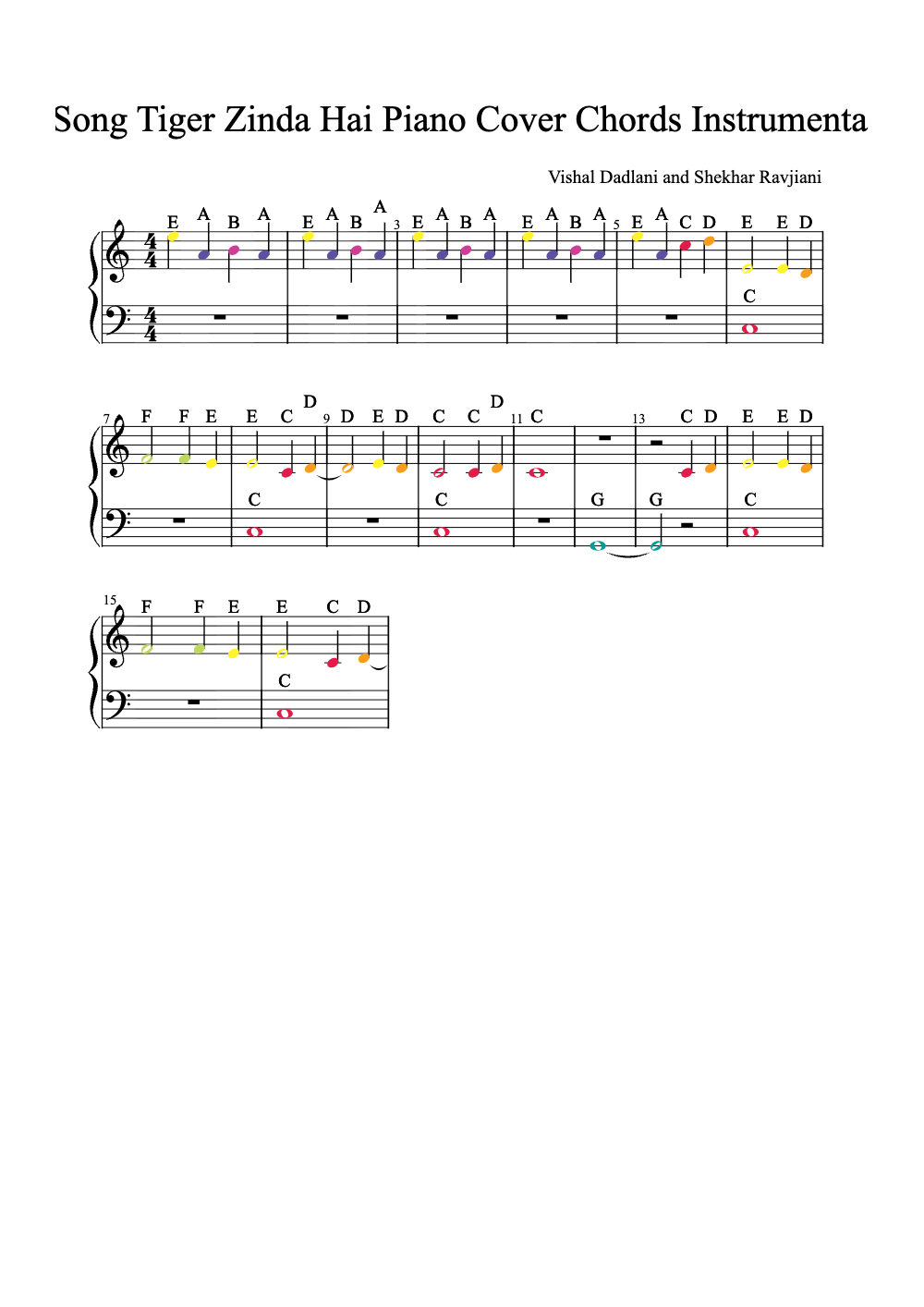 Sheet music preview for Dil Diyan Gallan