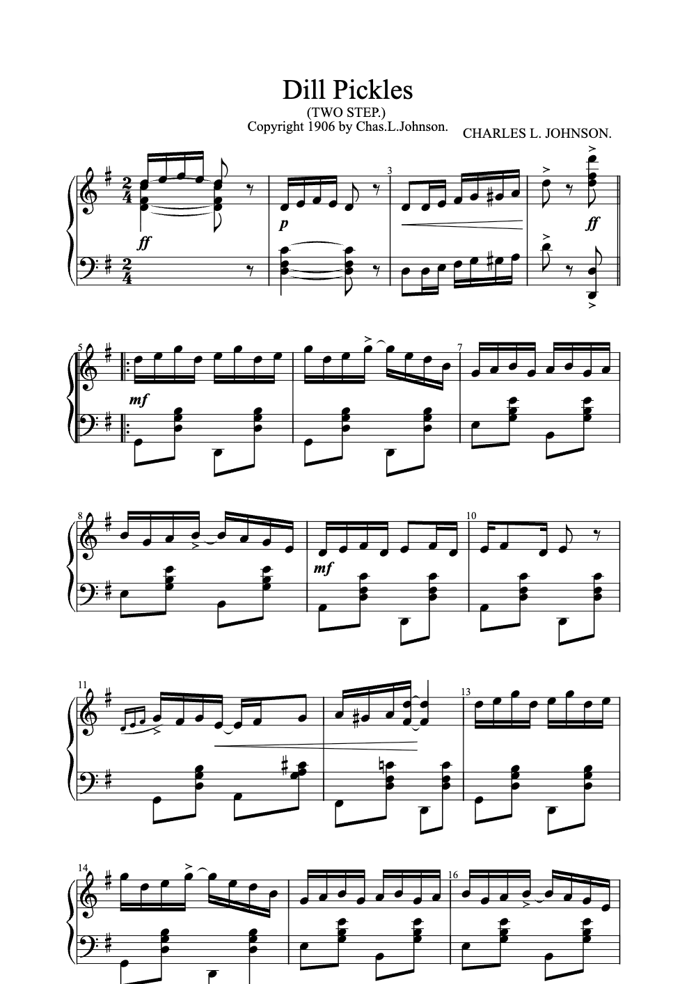 Sheet music preview for Dill Pickles